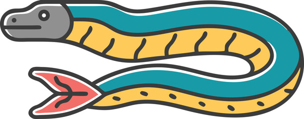 Moray eel fish illustration on white background