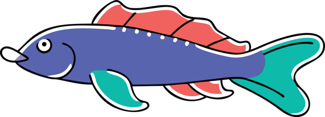 Mudskipper fish illustration on white background