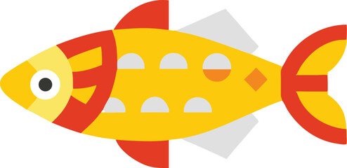 Vibrant neon tetra fish illustration on white background