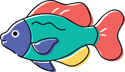 Vibrant oscar fish illustration on white background