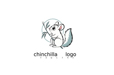 Fototapeta premium Vector Illustration of White Chinchilla Mouse Logo Featuring Minimal Animal Icon for Elegant Branding Concepts, Wildlife Business Identity, or Clean Logo Design Themes for Adobe Stock Use.