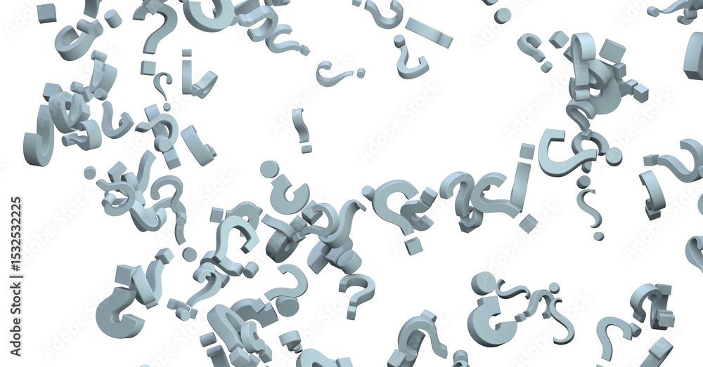 Poster question marks, original 3d rendering