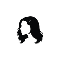 Girl Hair Silhouette Isolated on White Background. Female Hairstyle Vector for Graphic Design