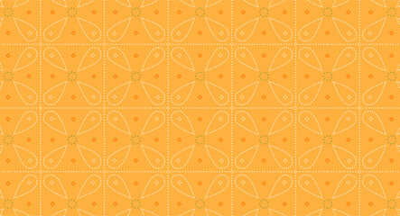 Vintage Indian Yellow Bandhani Fabric Floral Pattern Vector