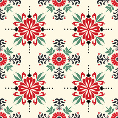 Seamless pattern in flat modern style. Damask style design. Vector illustration