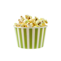Buttery Popcorn in a Green and White Striped Bucket