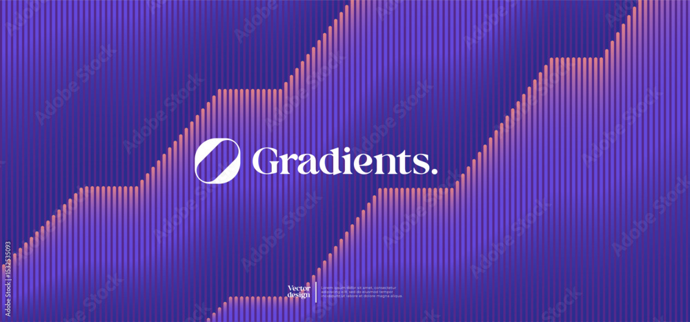 Poster wavy linear pattern with gradient colors. vector futuristic background.