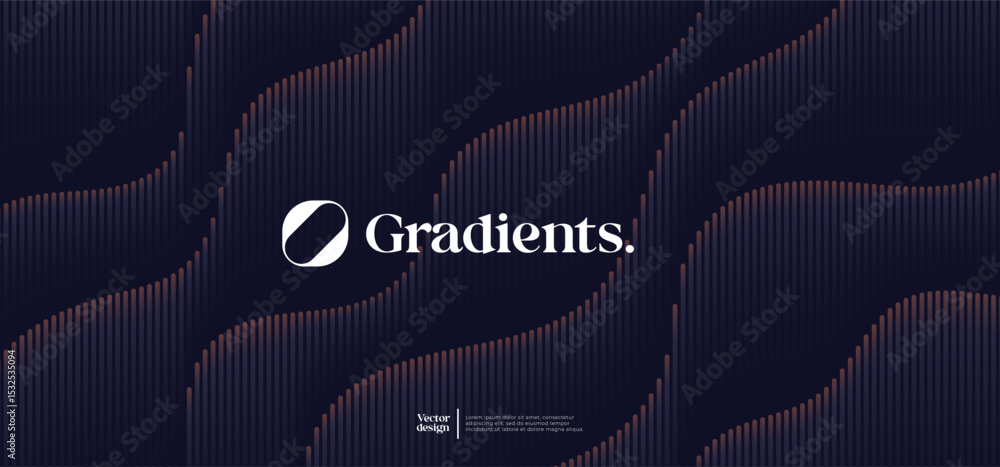 Poster wavy linear pattern with gradient texture. vector presentation template.