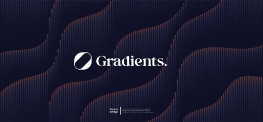 Wavy linear pattern with gradient texture. Vector presentation template. 