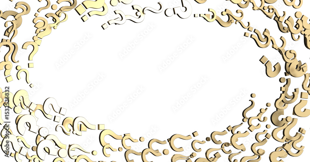 Aufkleber colored question marks background concept. 3D Rendering.