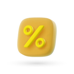 3d vector percent icon in cartoon minimal style.