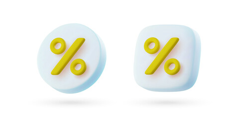 3d vector percent icons in cartoon minimal style.