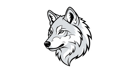 Majestic Wolf Head Profile, Stylized Monochrome Design