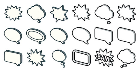 Fototapeta premium Speech bubbles outline icons set – chat, dialogue, conversation symbols