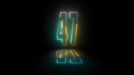 A neon sign with the number 47 on it. The sign is bright and colorful, and it is glowing in the dark. The sign is likely used for advertising or promoting something