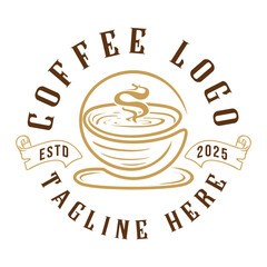coffee vector logo design. circle shape coffee cup, suitable for coffee shop, cafe, etc