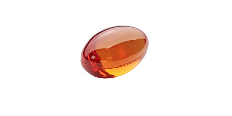 Fish oil softgel pill in oval shape for supplements isolated on white transparent background
