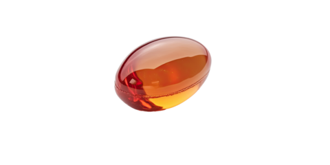Fish oil softgel pill in oval shape for supplements isolated on white transparent background