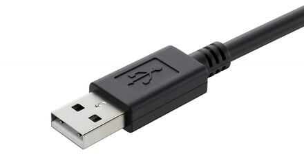 Closeup black usb cable