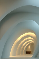 Obraz premium Modern Architectural Hallway with Soft Lighting and Curved Walls