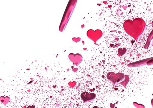 Love valentine background with red petals of hearts on transparent background - Powered by Adobe