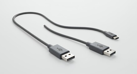 Fototapeta premium Gray computer cables studio shot