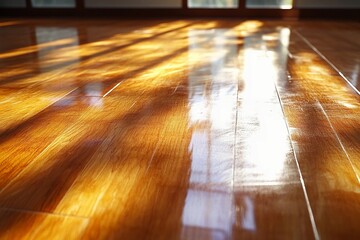 A wooden floor being carefully polished to a smooth shiny surface