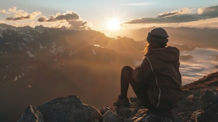 Vibrant imagery evoking an adventurous mood, featuring a hiker trekking through mountain trails with a backpack, a rock climber scaling a cliff, and a cyclist navigating a forest path under a dramatic