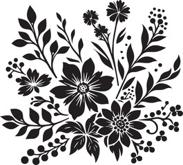 seamless floral background flowers and leafs silhouette 