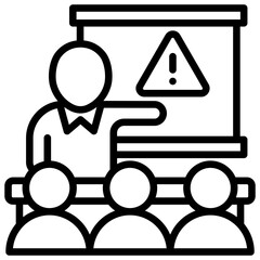 Hazard Awareness Outline Style - Instructor teaching about warning signs, symbolizing risk awareness and preventive safety instruction