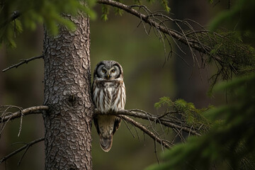 ural owl in the forest