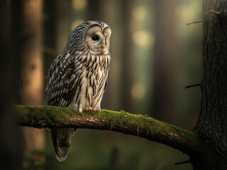 ural owl in the wood