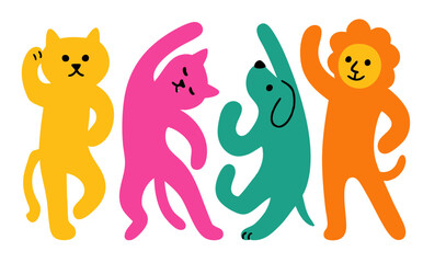 Abstract Playful Dancing Safari Animals Zoo