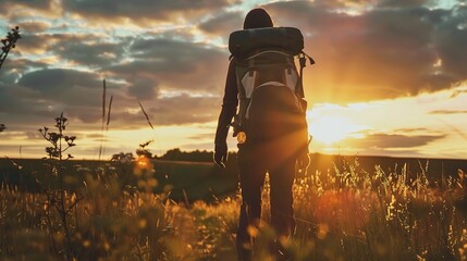 Vibrant imagery evoking an adventurous mood, featuring a hiker trekking through mountain trails with a backpack, a rock climber scaling a cliff, and a cyclist navigating a forest path under a dramatic