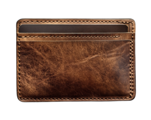 Distressed brown leather card holder, a stylish and practical accessory for everyday essentials