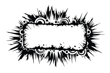 Black & White Abstract Rectangular with Circles, Spikes, Splashes & Grunge Edges