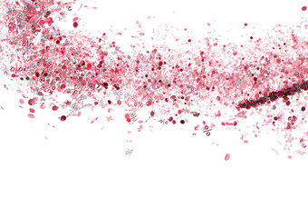 Abstract background of pink and white percentage confetti. Ideal for sale, discount, or promotion designs.