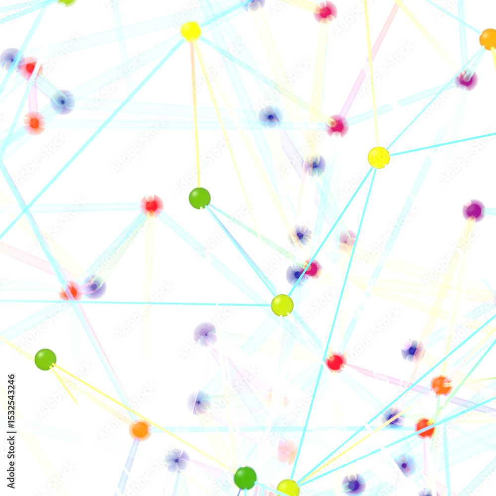 Poster abstract background with colorful nodes and connections. perfect for technology, network, and connec