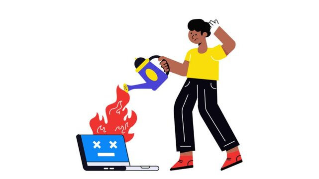 System Cooldown Connection 2D Flat Animation. 