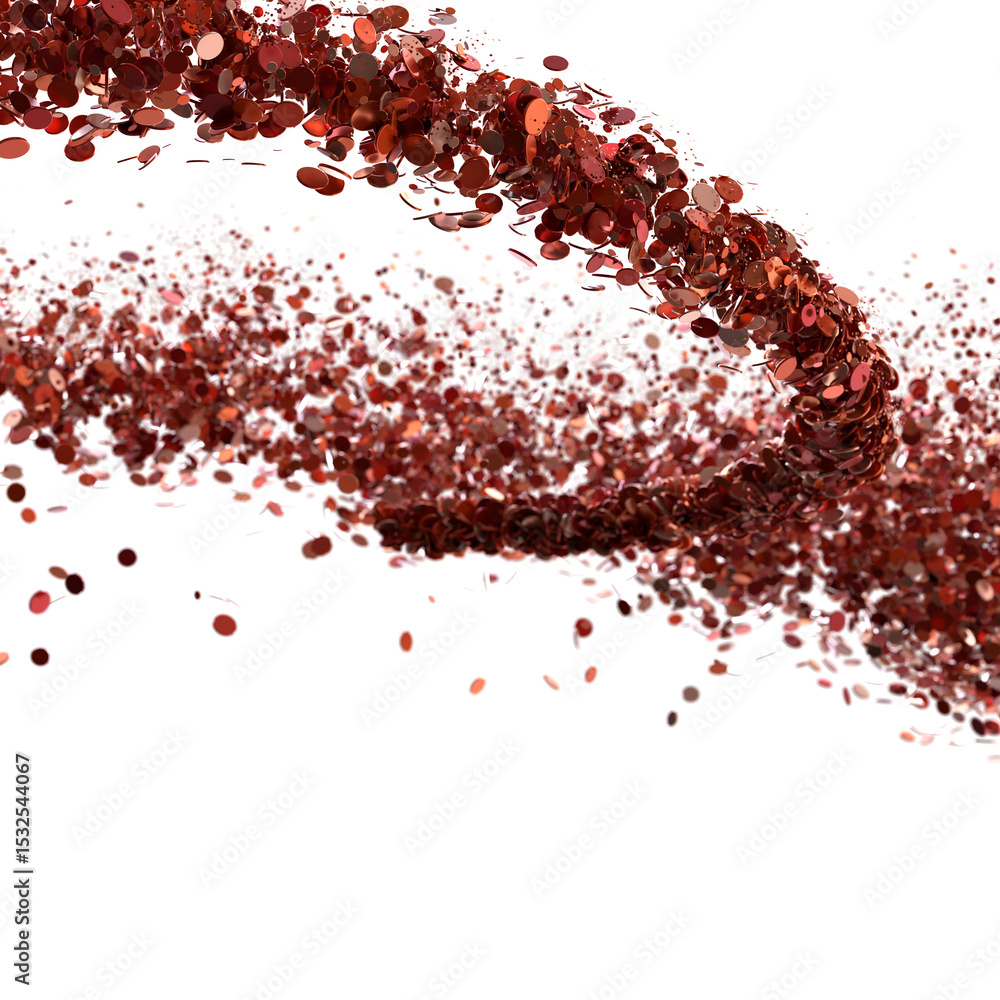 Poster sparkling red glitter in a swirling motion. perfect for festive designs and backgrounds.