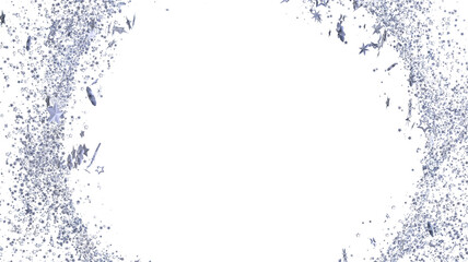 Obraz premium Sparkling silver glitter stars forming a frame on a white background. Perfect for holidays, celebrations, and festive designs.