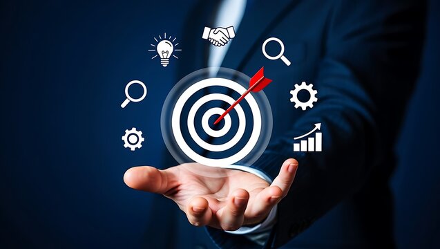 Businessperson achieving goals with strategy and teamwork