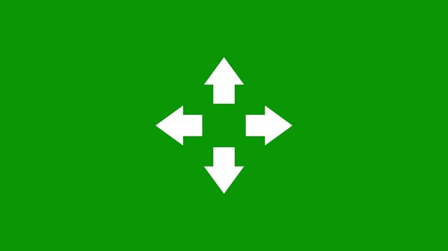 left, right, up, down arrow animation on green background. Dynamic arrows motion. highway street sign 4k video footage.