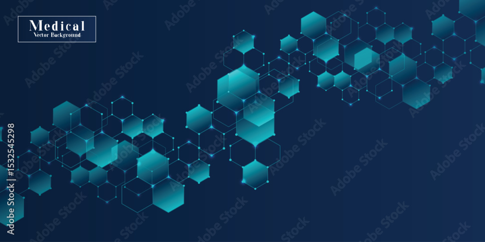 Poster abstract technology or medical background with hexagons shape pattern