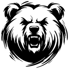 Abstract scratch bear face silhouette