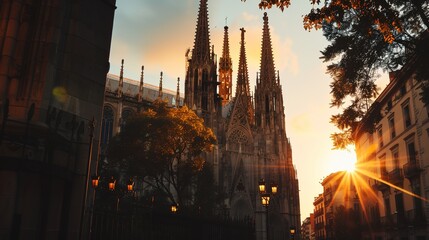 The Enchanting Beauty of a Cathedral Under the Golden Sunset