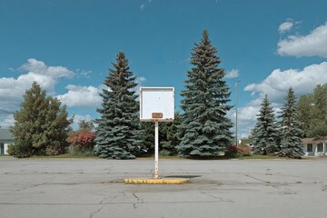 Rest Area in the Midwest With Blank Warning Sign and Summer Backdrop Generative AI