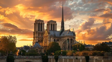 The Enchanting Beauty of a Cathedral Under the Golden Sunset