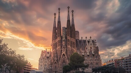 The Enchanting Beauty of a Cathedral Under the Golden Sunset