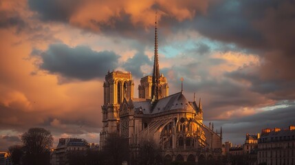 The Enchanting Beauty of a Cathedral Under the Golden Sunset